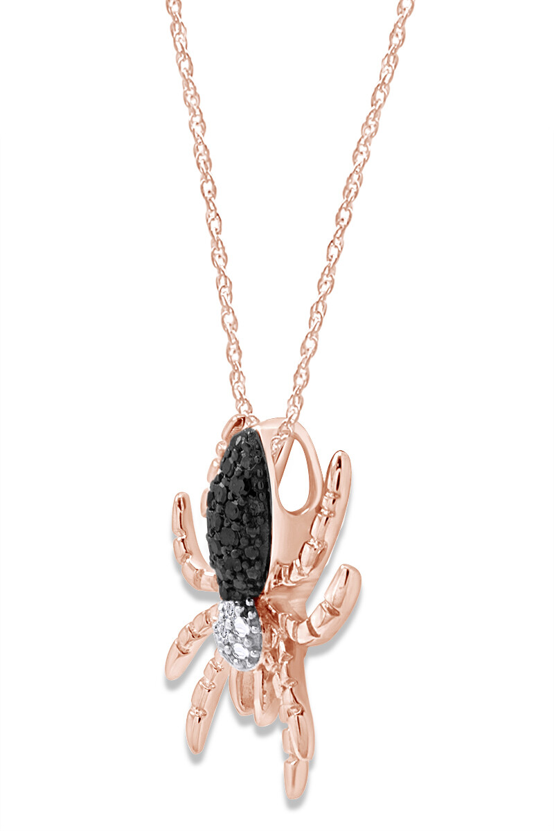 0.09 CT Natural Diamond Spider Pendant Necklace in 14K Rose Gold Plated Sterling