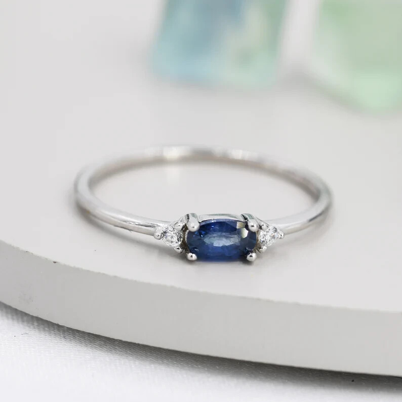 1.70Ct Oval Simulated Sapphire Women Engagement Band Ring 14k White Gold Plated