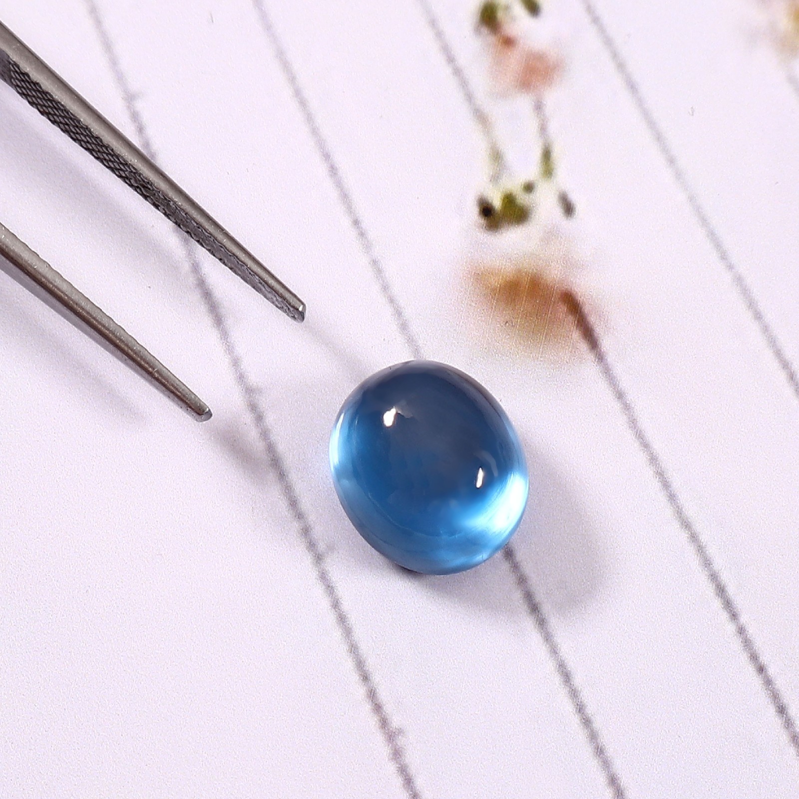 AAA Natural Brazilian Blue Tourmaline Loose Oval Cabochon Gemstone 8.15 CT