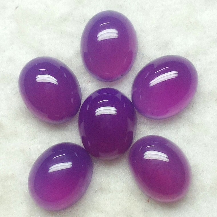 Natural Purple Chalcedony Oval Cabochon Size 10x12mm Chalcedony Loose Gemstone