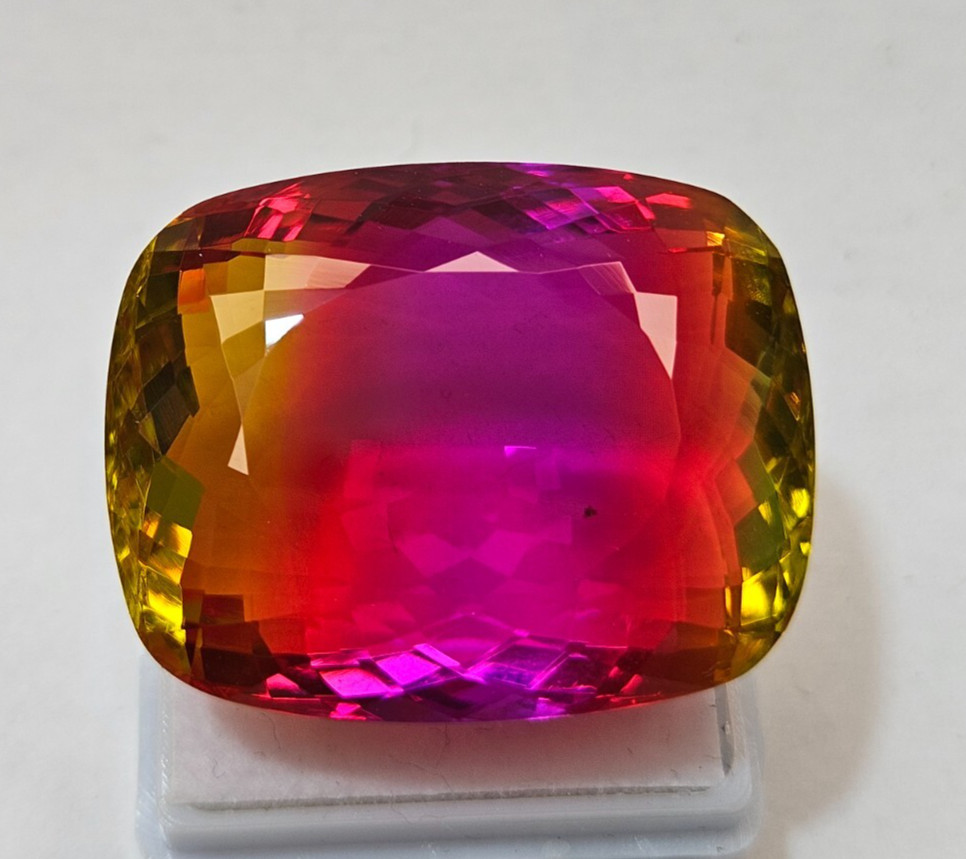 Natural Bi-Colour Ametrine Cushion Cut CERTIFIED 88+ Ct Loose Gemstone