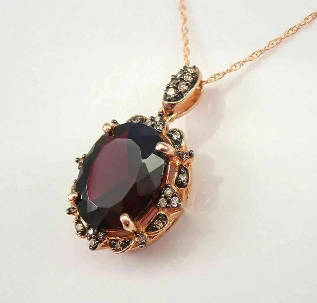 2CT Oval Cut Lab Created Garnet Women Halo Pendant 14k Rose Gold Plated 18″in
