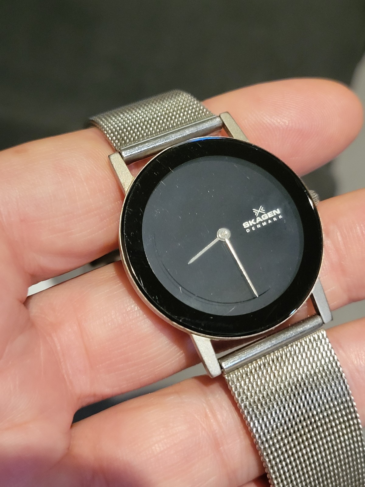 Skagen Steel 39LSSB Mens Watch Mesh Band Ultra Slim New Battery Working