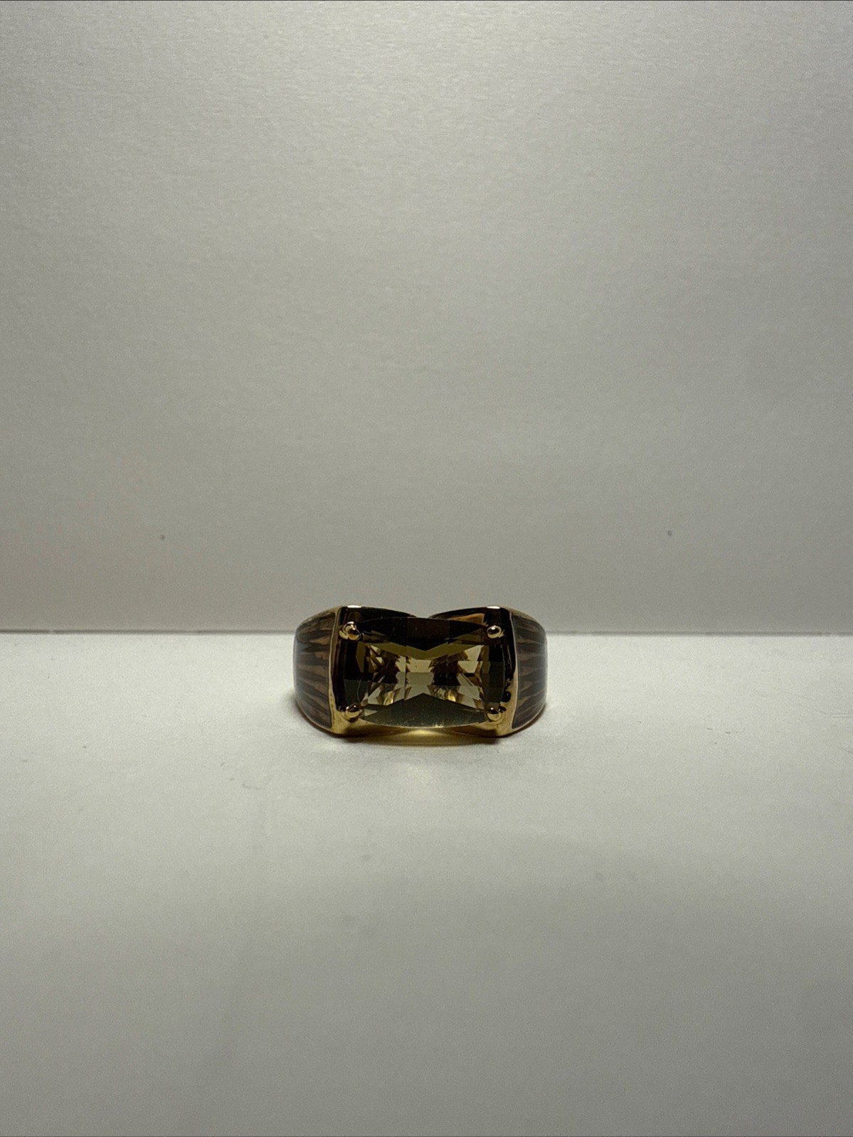 Omar Torres 3.00CTW Cushion Cut Olive Quartz Ring Size 8