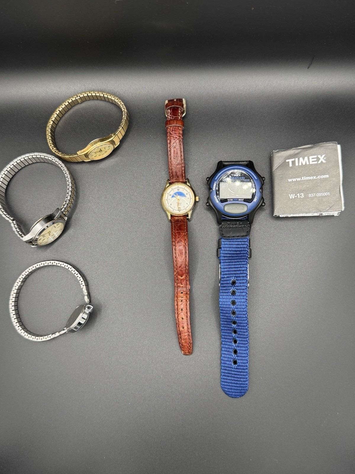 Timex & Citizen Lot of 5 Watches: Timex Marathon Indiglo Digital + Manual