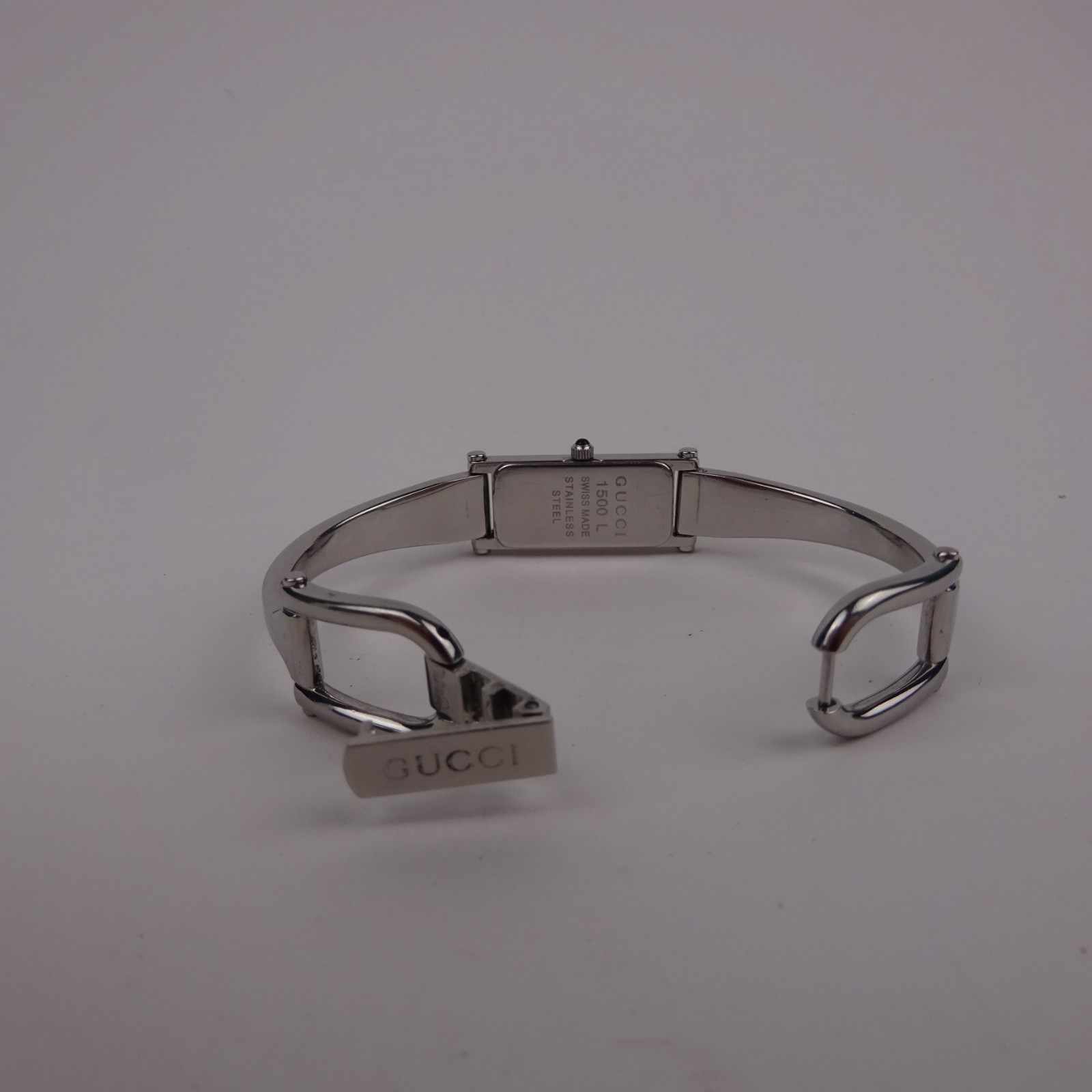 Gucci 1500L Bangle Watch Baby Blue Dial Stainless Steel Women’s