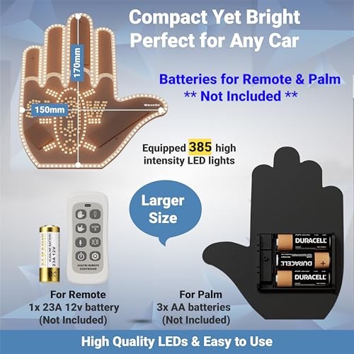 WaveOn Ultra LED Display Fun Finger Car Light with Remote | 6 Gestures