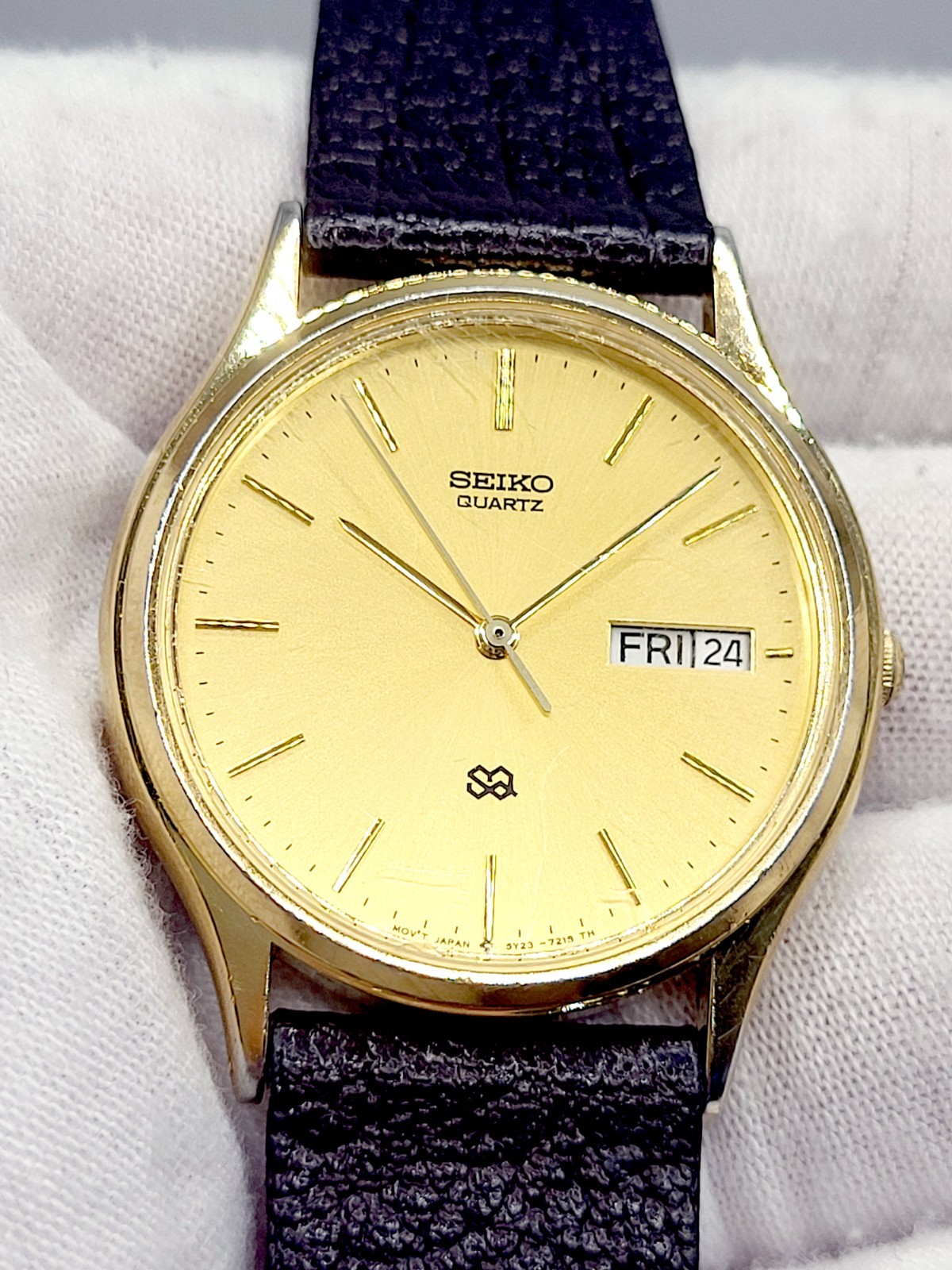 [WORKS] Seiko Watch Men 34mm Day Date Gold Dial Gold Tone Round
