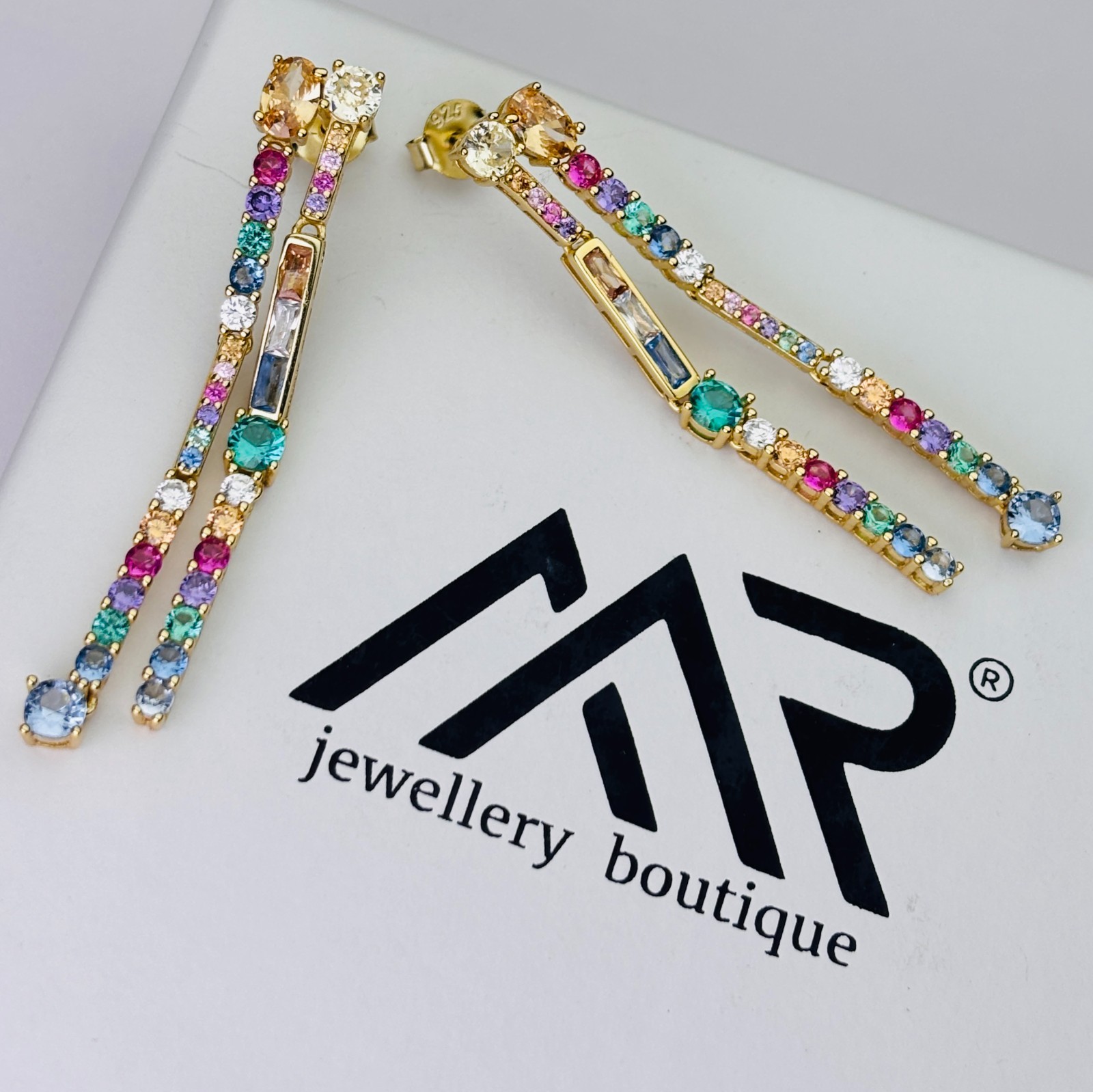925 Silver Gold Plated Multi Color Earrings For Women