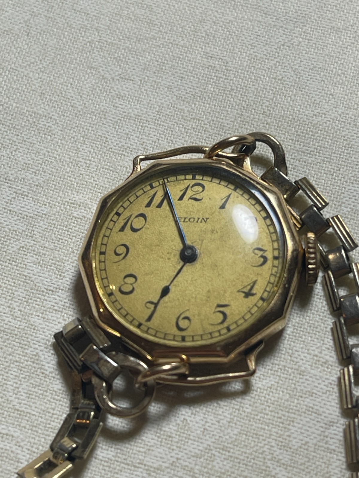 Antique Lady Elgin 15J 14K Solid Gold Wristwatch Non Running Parts Repair