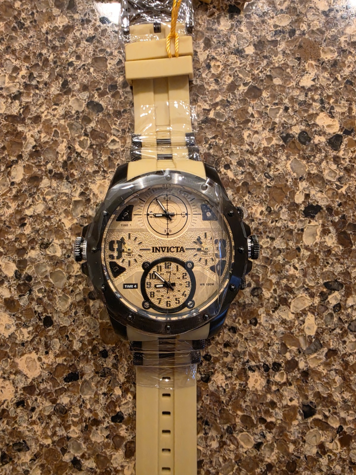 Invicta 31139 Coalition Forces Sniper Quartz Analog 50mm Black SS/Beige w/ Box