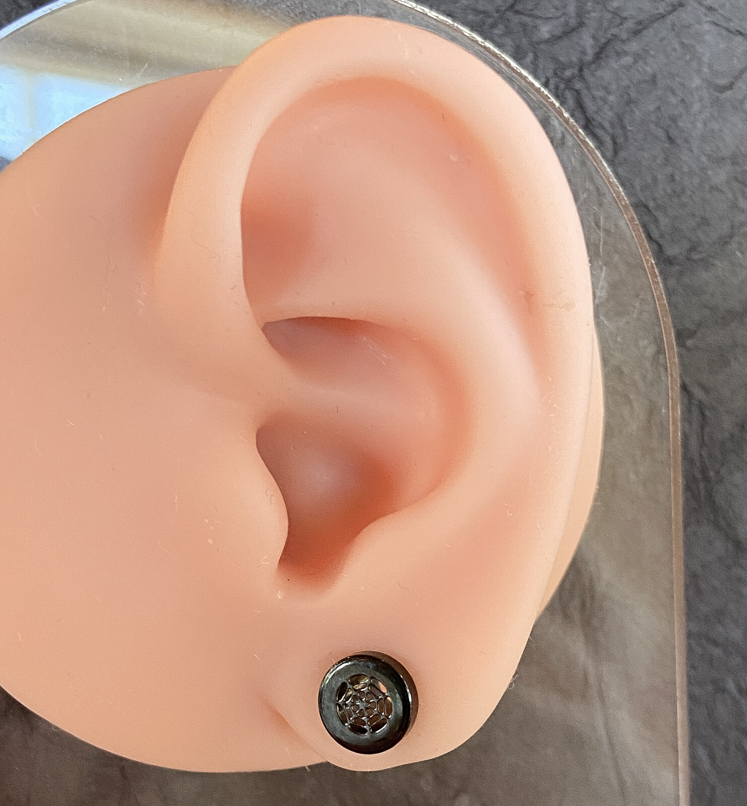 PAIR Black Spider Web Surgical Steel Tunnels Spiderweb Ear Plugs Earlets Gauges