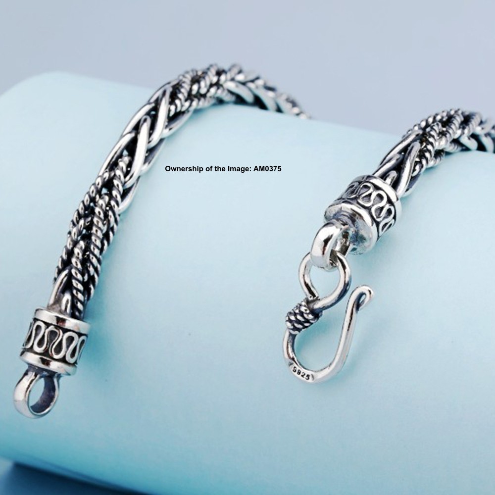 Solid Fine S925 Sterling Silver Bracelet 5mm Wheat Link Men Bracelet 7.5-8.7inch