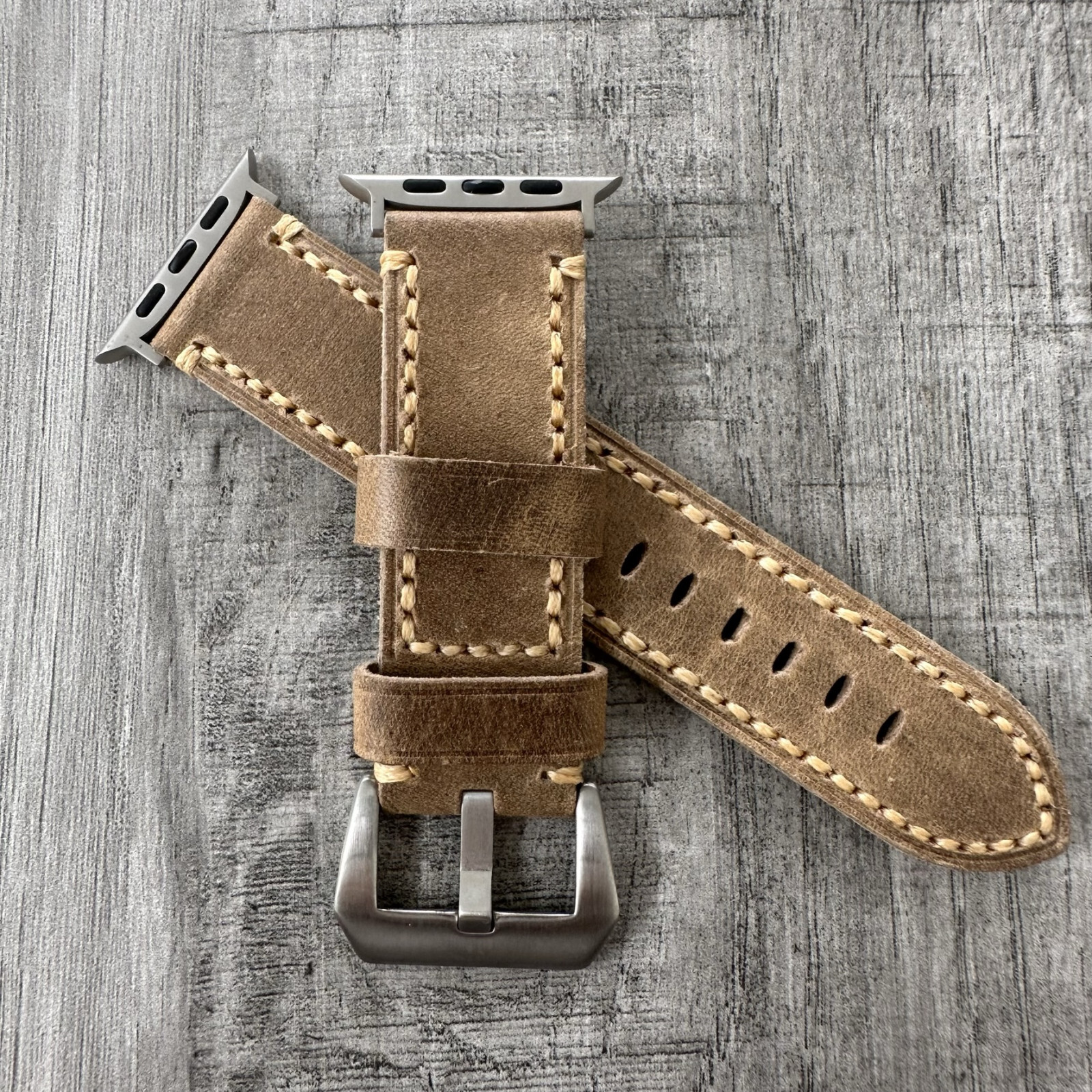 For Apple Watch Ultra 1 2 49mm 45/44mm Thick Distressed Brown Leather Watch Band