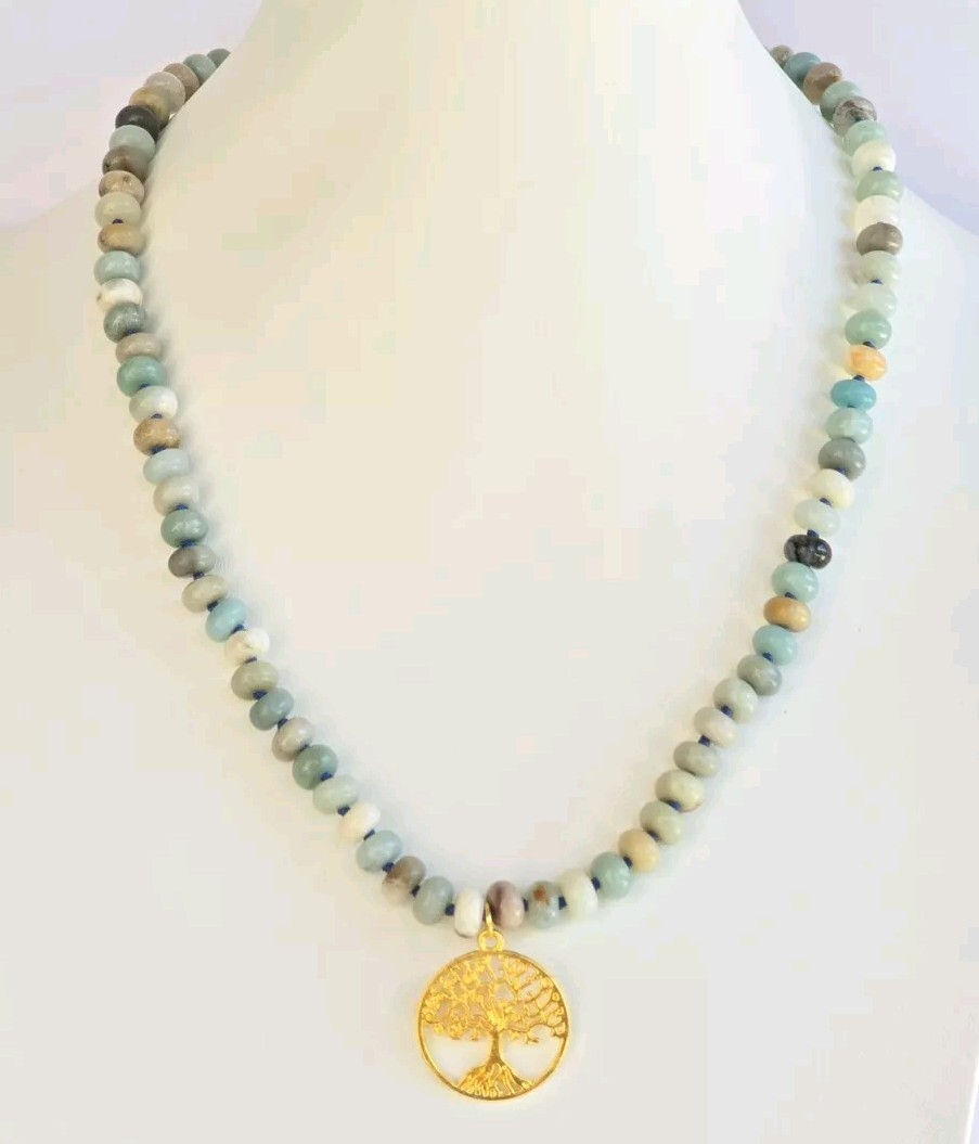 Tranquility and Spiritual Harmony Amazonite 5*8mm Beaded Handmade Necklace.