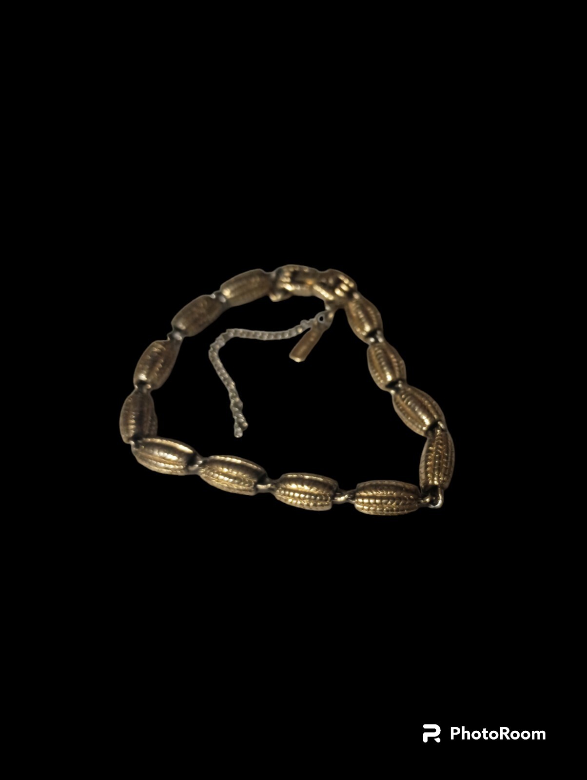 Signed Monet Gold Tone Bracelet With Safety Chain Textured Exquisite Piece