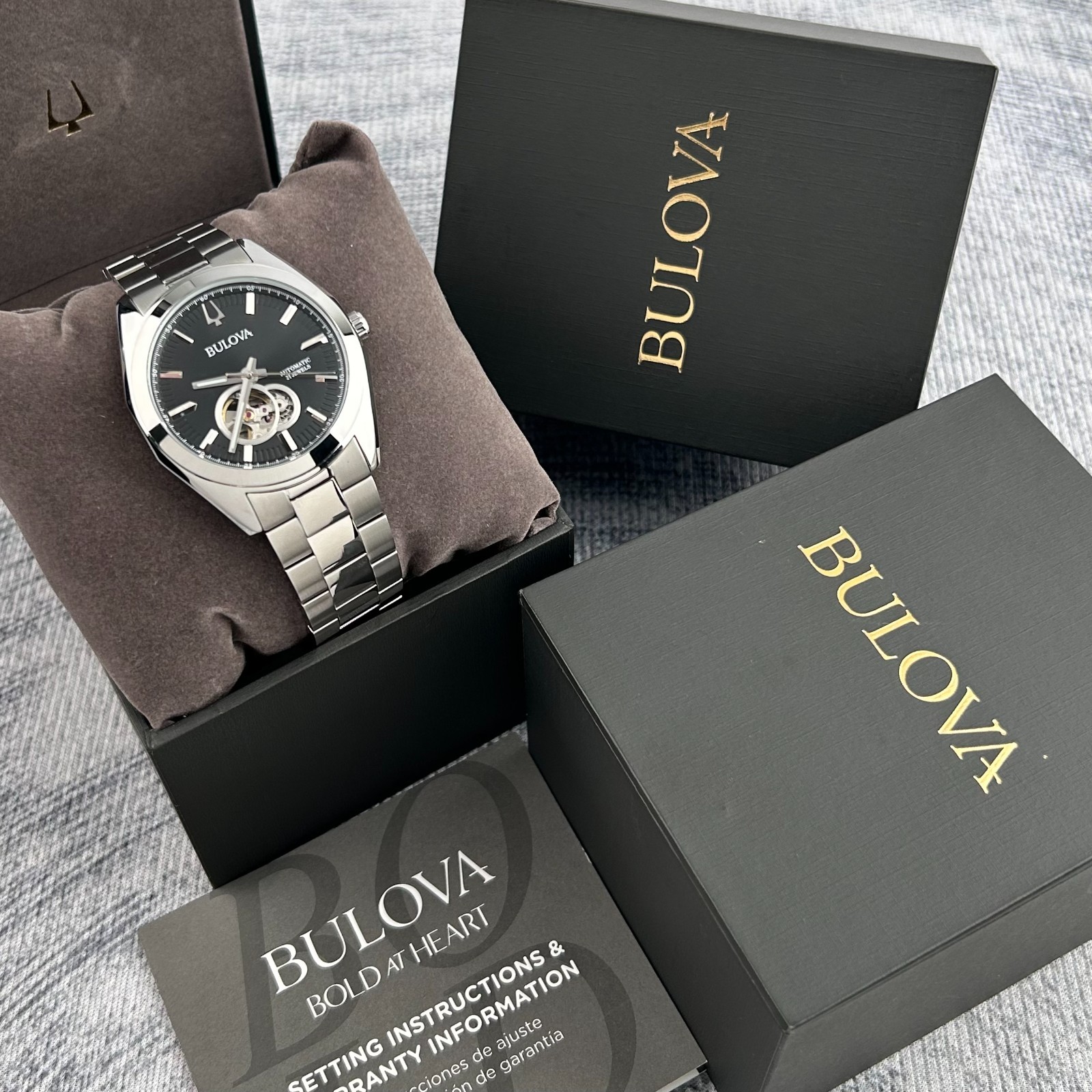 Bulova Surveyor 96A270 Men’s Classic Black Dial Automatic Watch 42mm