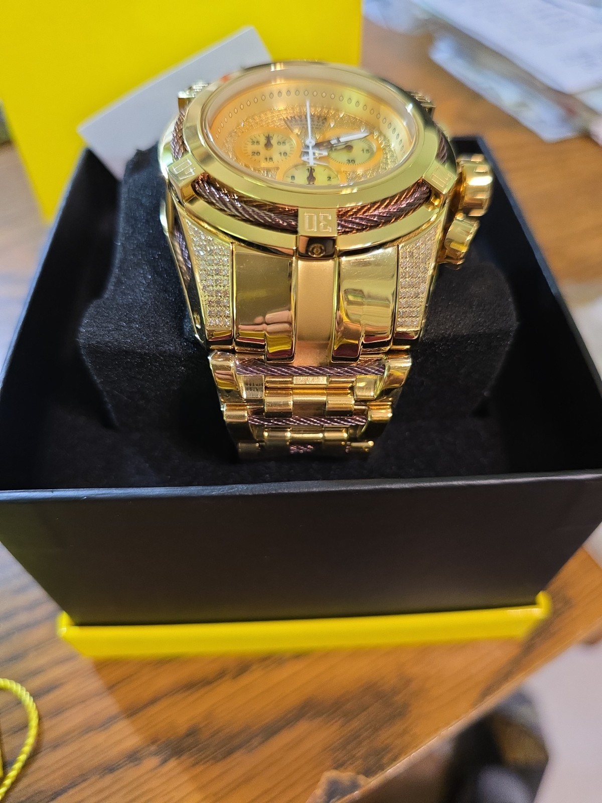 New Invicta Reserve Bolt Zeus 38208 Gold Label 1.31ctw 50mm Swiss Ronda 5040D
