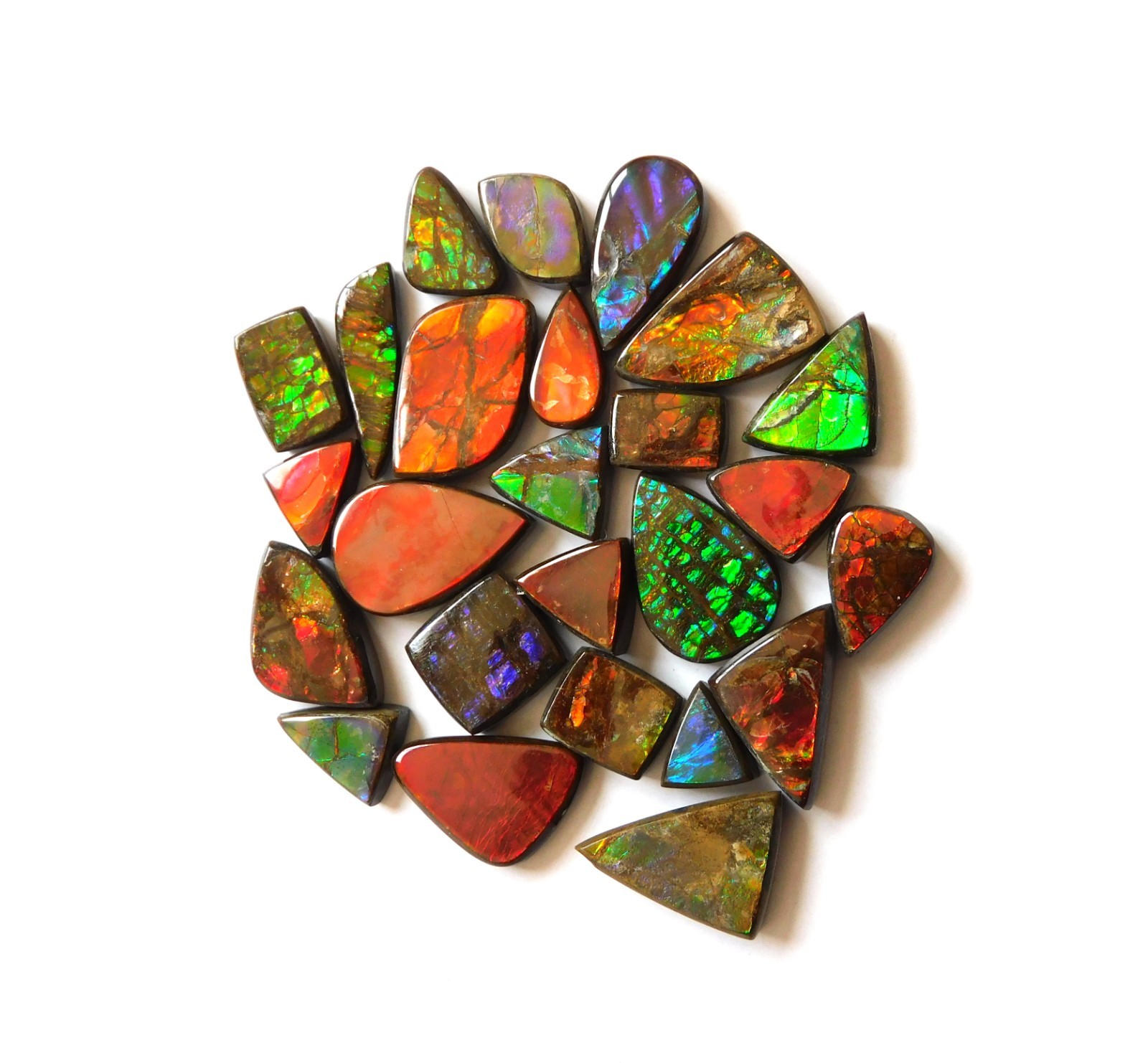 114.40 Cts Natural Ammolite 25 Pcs Lot Loose Cabochon Gemstone CN03