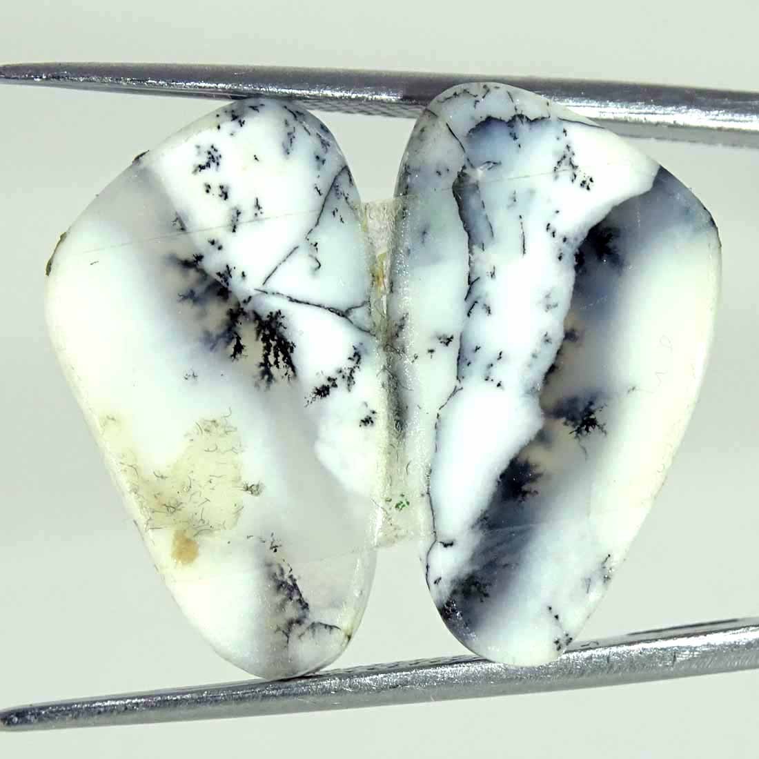 13.90Cts Natural Dendrite Opal Cabochon Loose Gemstone Pair 12x21x3mm Fancy
