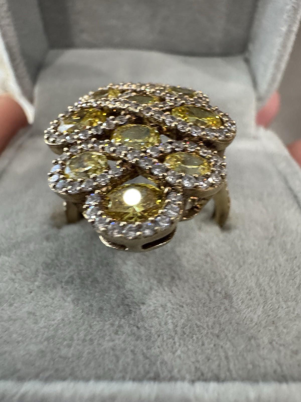 925 Sterling Silver Gold Plated Real Tourmaline Gem Ring Size 7