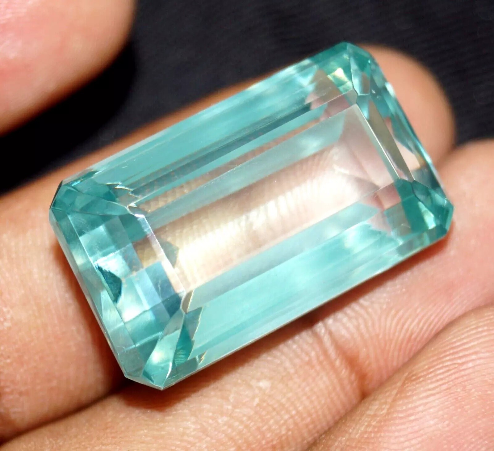 74.95 Ct Certified Natural Zircon Water Blue Color Emerald Cut Loose Gemstone