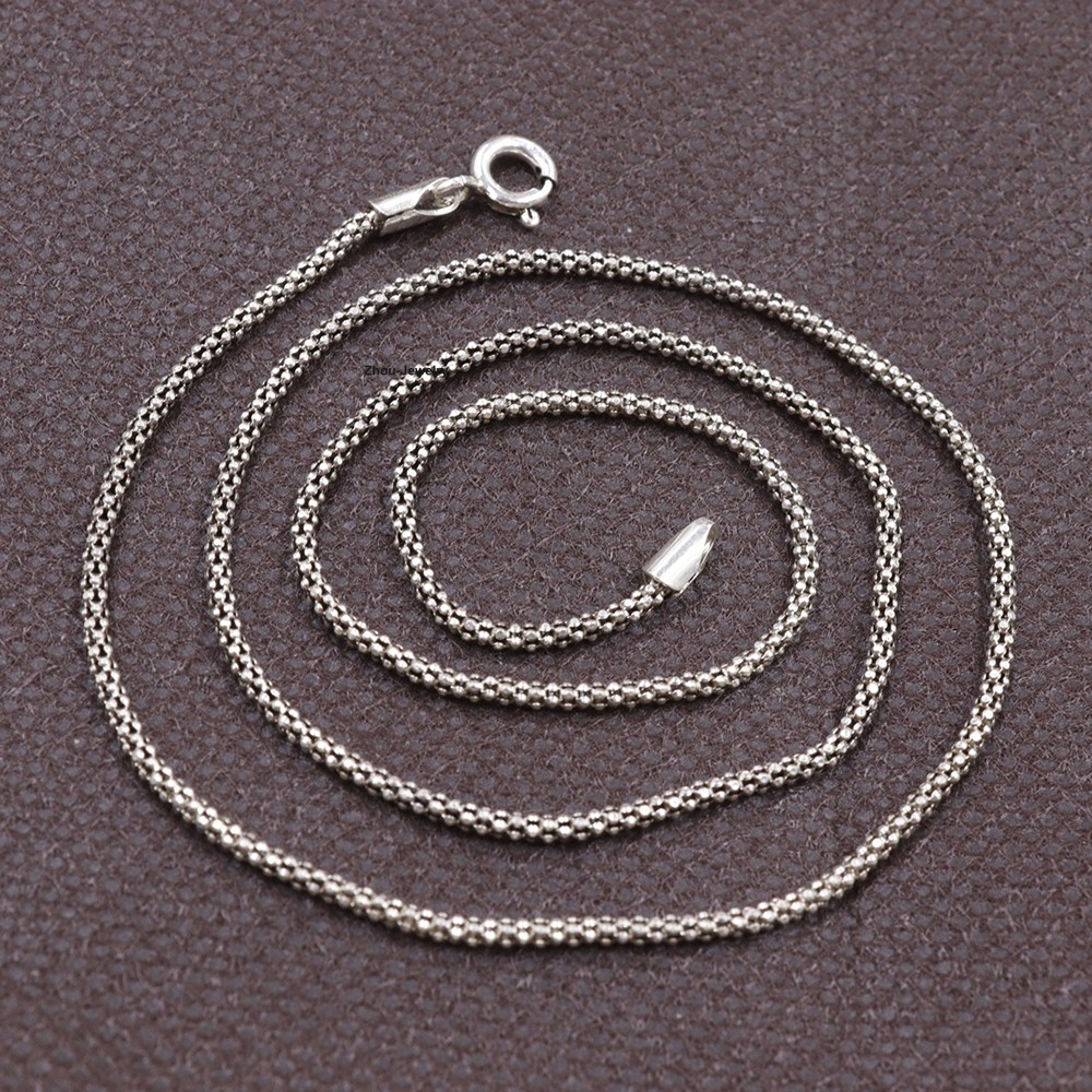 Women’s Necklace Real 925 Sterling Silver 1.8mm Popcorn Link Chain 17.7inch