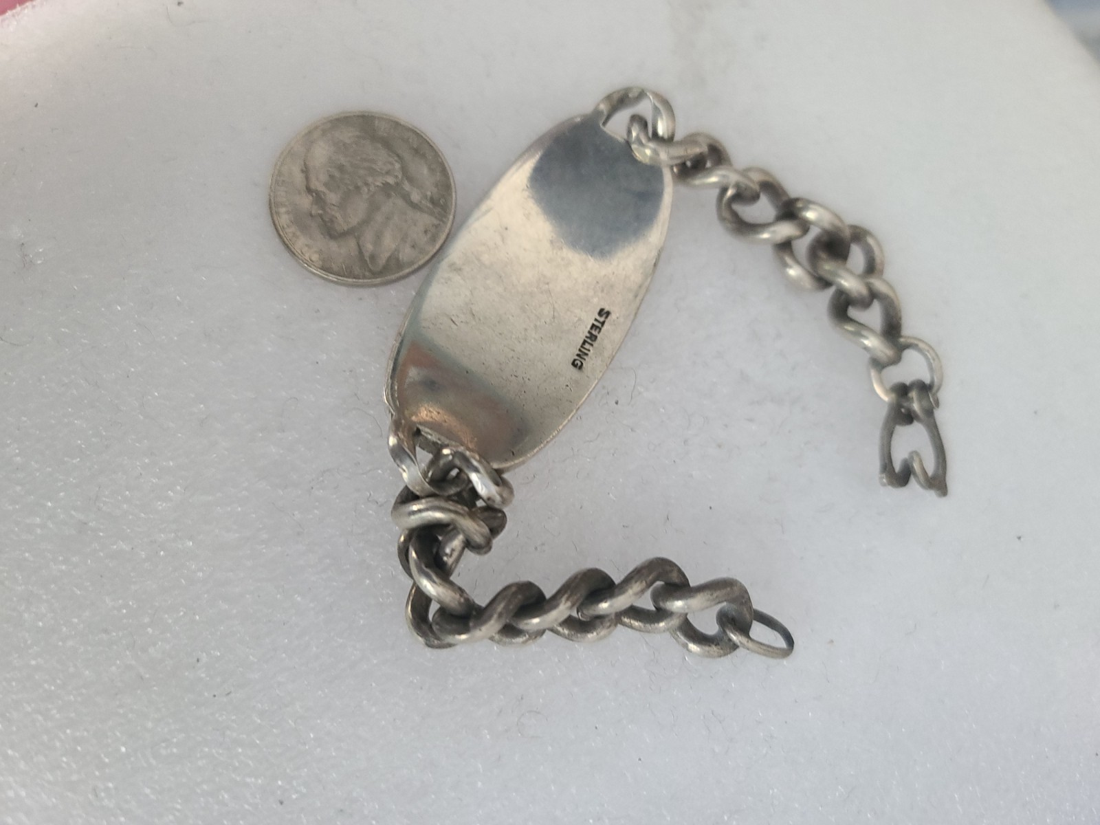 Hefty Vintage 7 3/4″ Cuban Link ID Sterling Silver Bracelet Scissor Clasp 43.5g