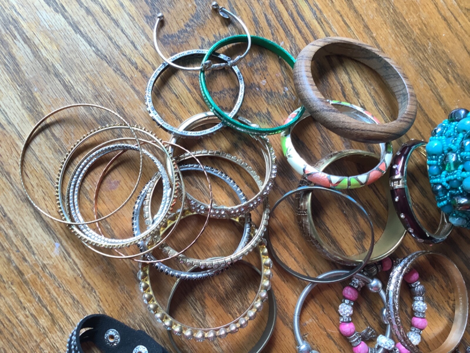 lot bracelet metal enamel leather bead bling lot # 408