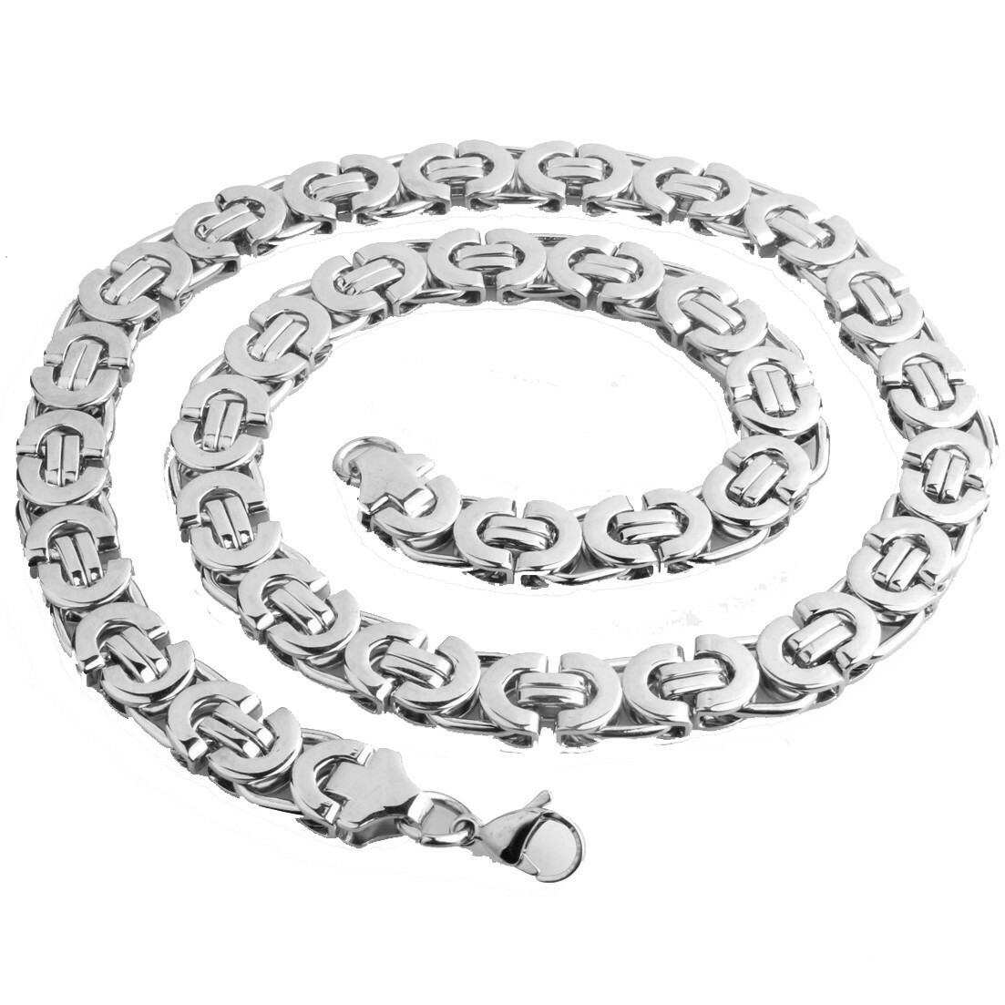 6/8/10mm Cut Flat Byzantine Chain Stainless Steel Women Men Necklace or Bracelet