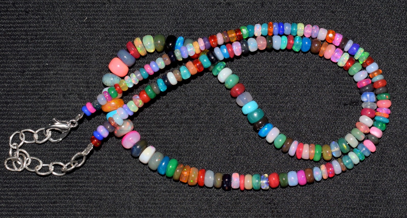 16”Natural Ethiopian Opal Wello Fire Opal Gemstone Bead Necklace AF564