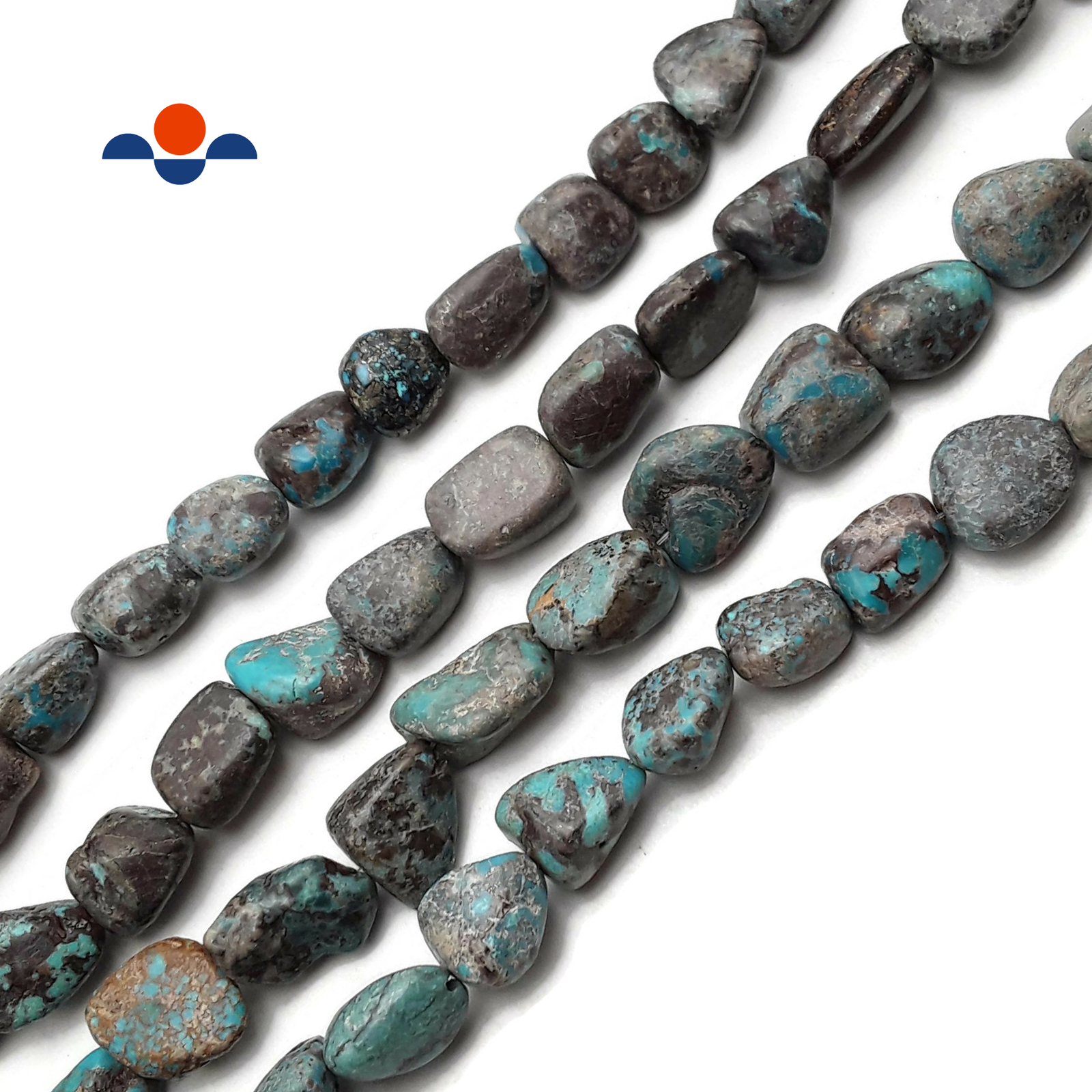 Genuine Blue Turquoise Pebble Nugget Chunk Beads Approx 15x20mm 15.5″ Strand