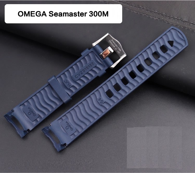 20mm Curved Blue Rubber Silicone Strap for OMEGA Seamaster 300M Diver 42MM