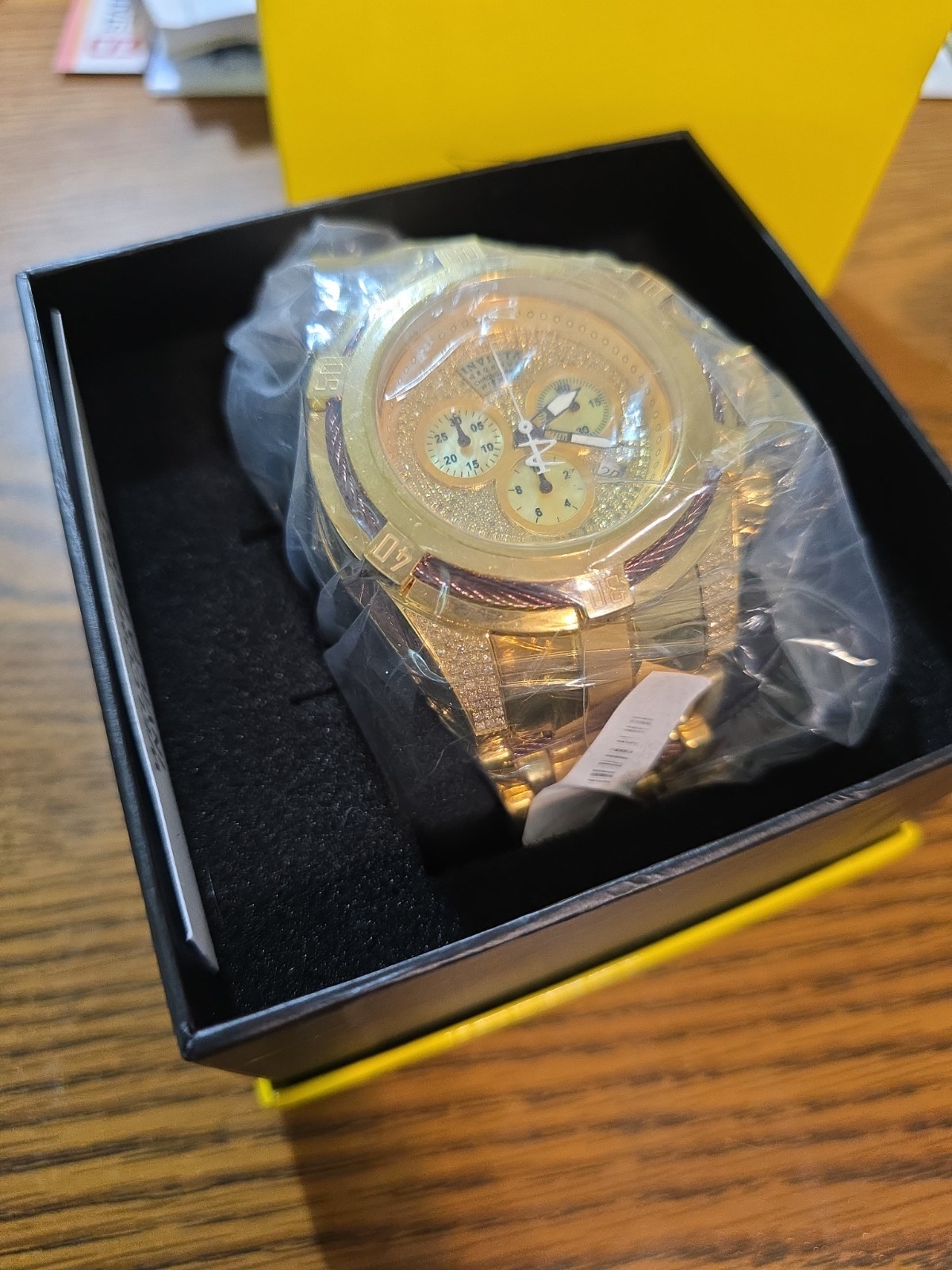 New Invicta Reserve Bolt Zeus 38208 Gold Label 1.31ctw 50mm Swiss Ronda 5040D