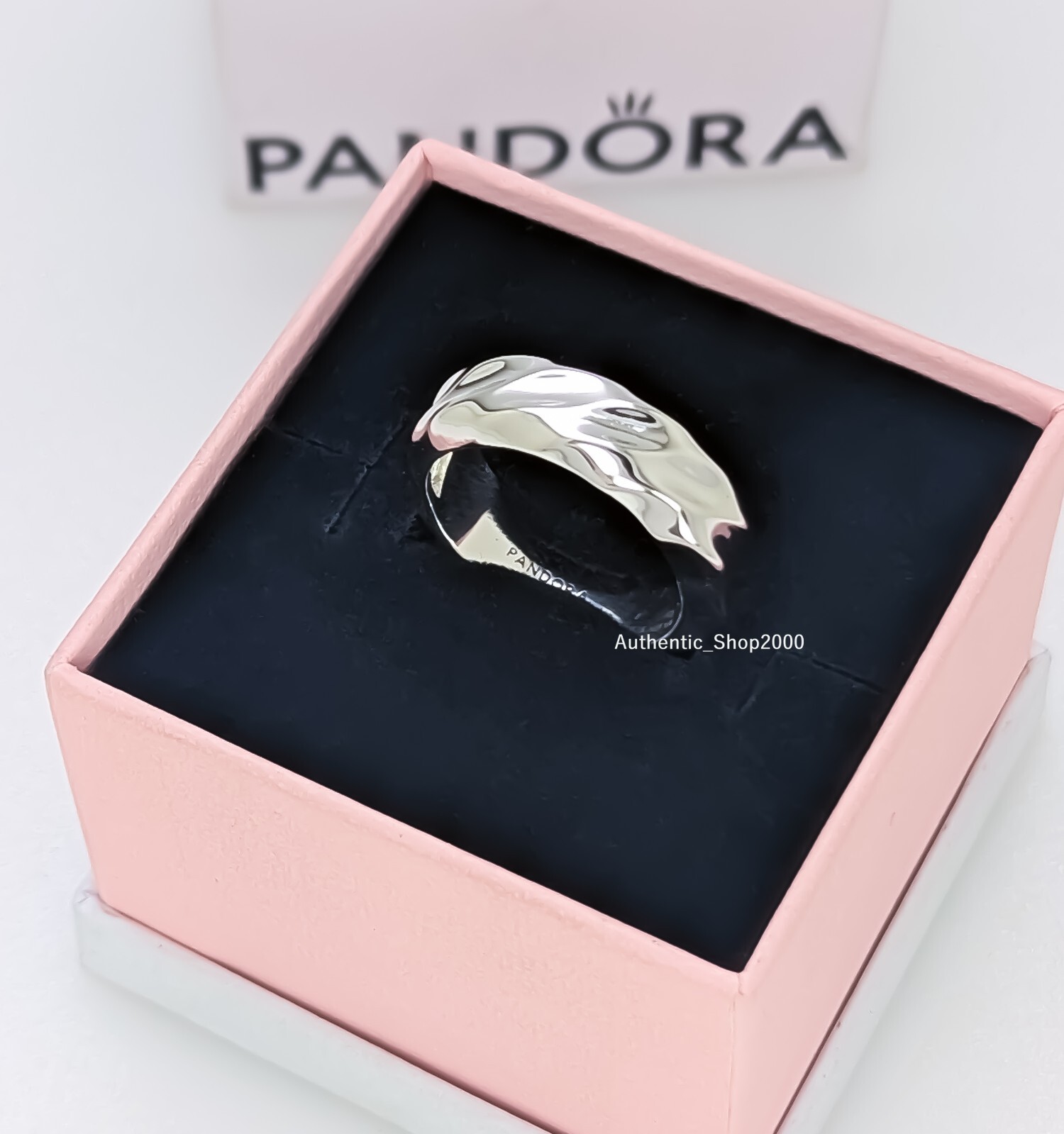 New 100% Authentic PANDORA Essence 925 Ale Wavy Rippled Wide Band Ring 193886C00