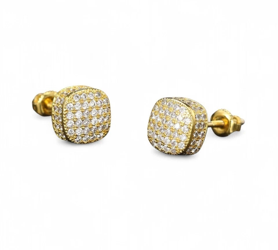 Men’s Engagement Stud Earrings Round Cut Simulated Siamond 925 Starling Silver