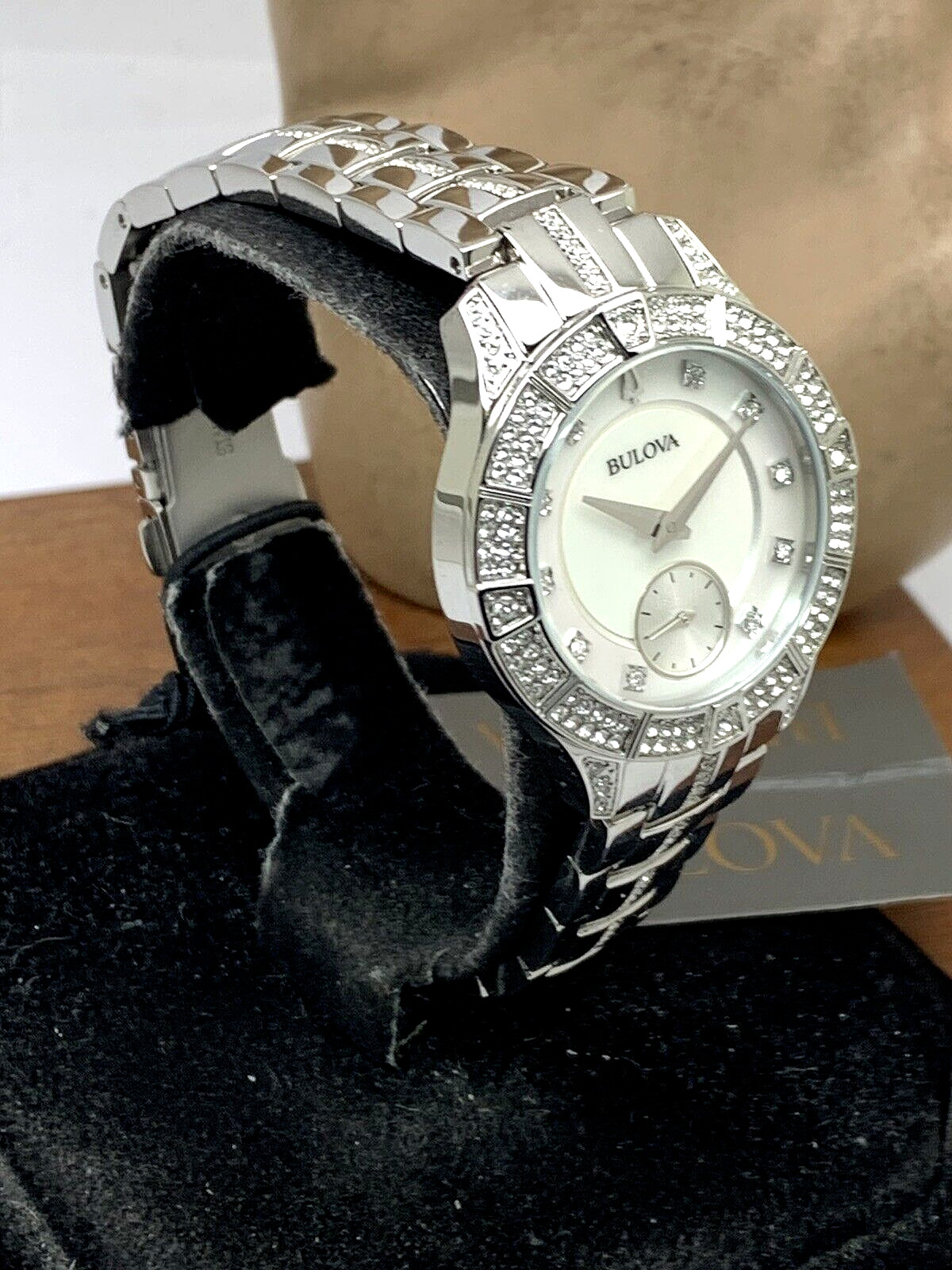 Bulova Women’s Watch 96L291 Quartz White Mother of Pearl Dial Crystal Accent