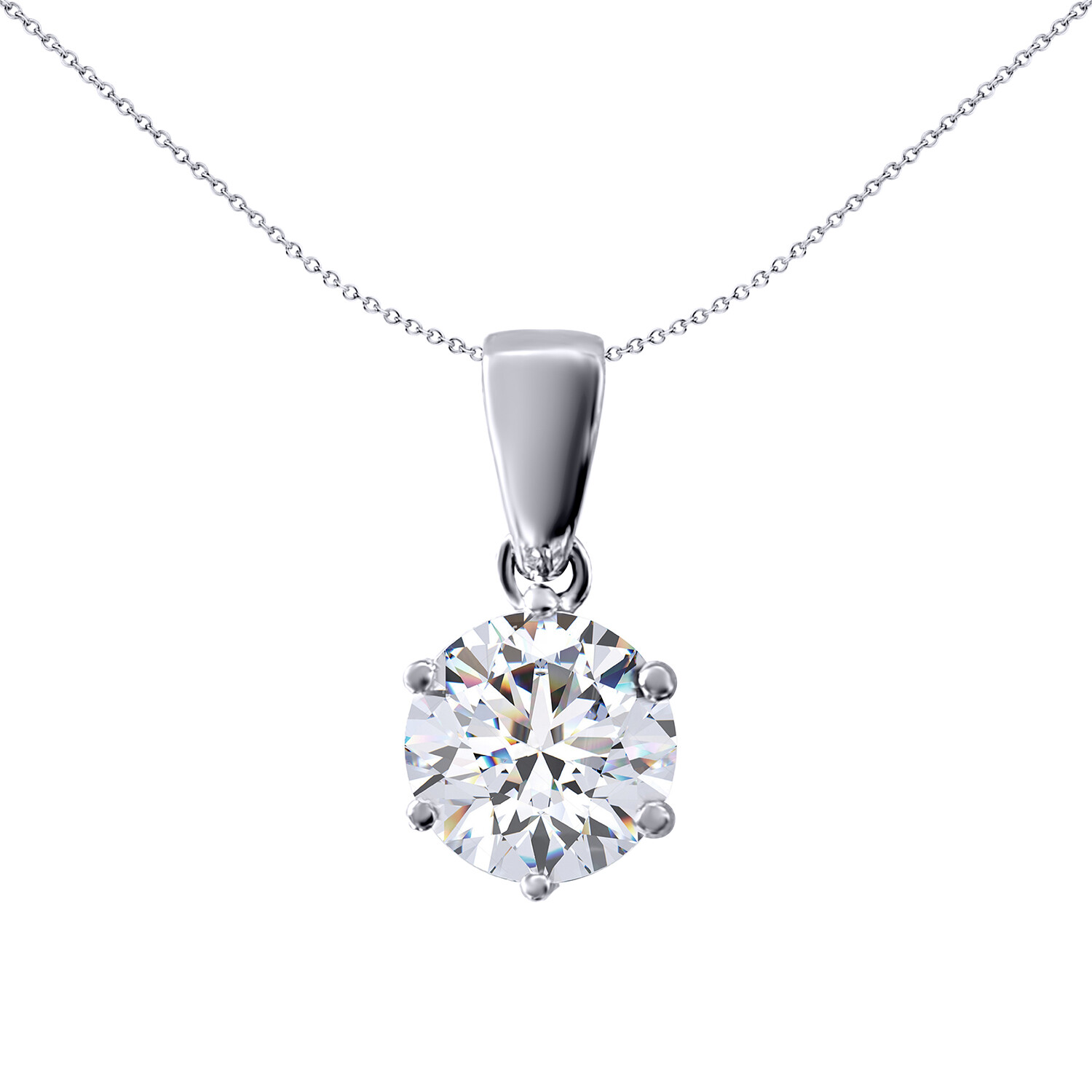 925 Silver Jewelco London 7.5mm 1½ Carat CZ Solitaire Pendant