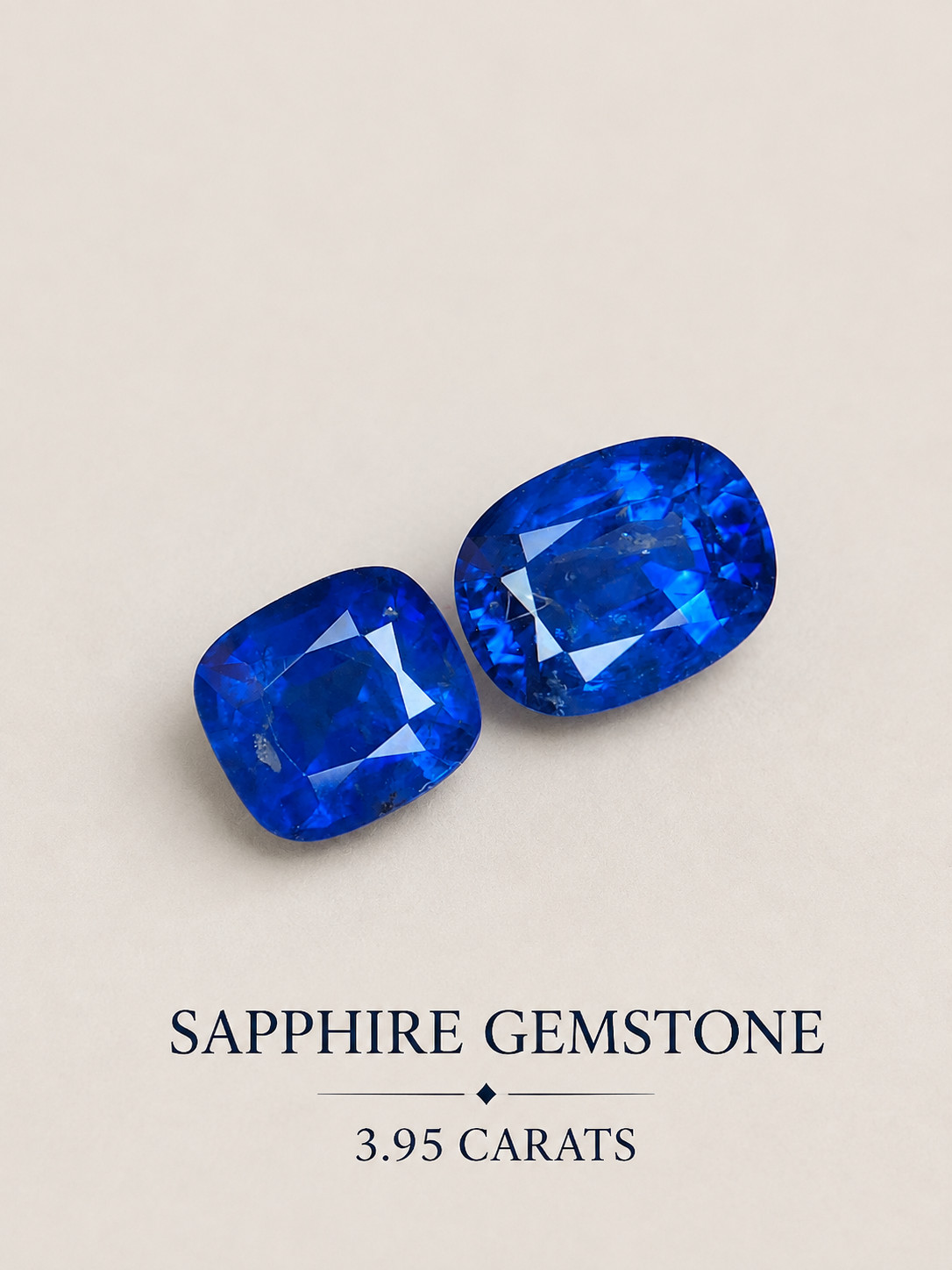 3.95Ct Natural Royal Blue Sapphire Gemstones Pair | Cushion Cut, Luster Quality