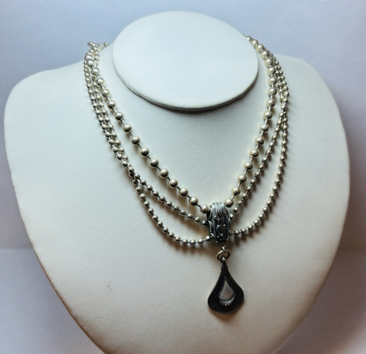 Silpada Sterling 925 Silver Multi Strand Beaded Necklace 15 in