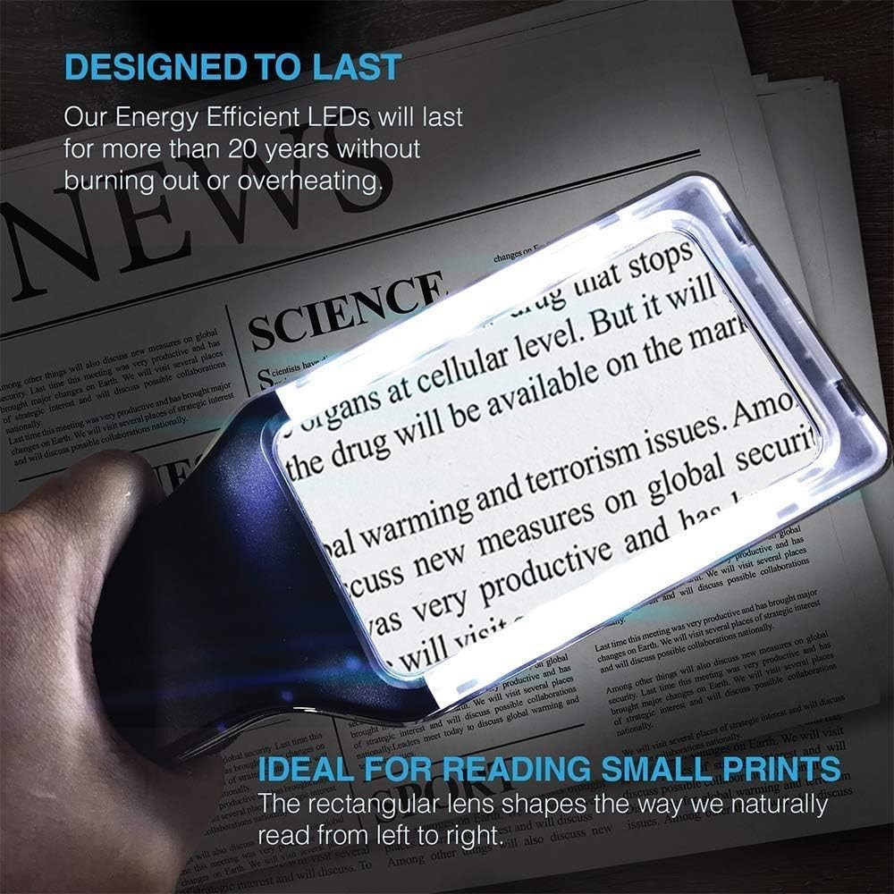 Ergonomic 6X Rechargeable Magnifying Glass Perfect for Low Vision & Eye Comfort