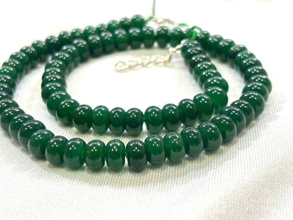 Emerald Rondelle Smooth Beads 24 Inch 8-9 mm 1 Necklace Gemstone