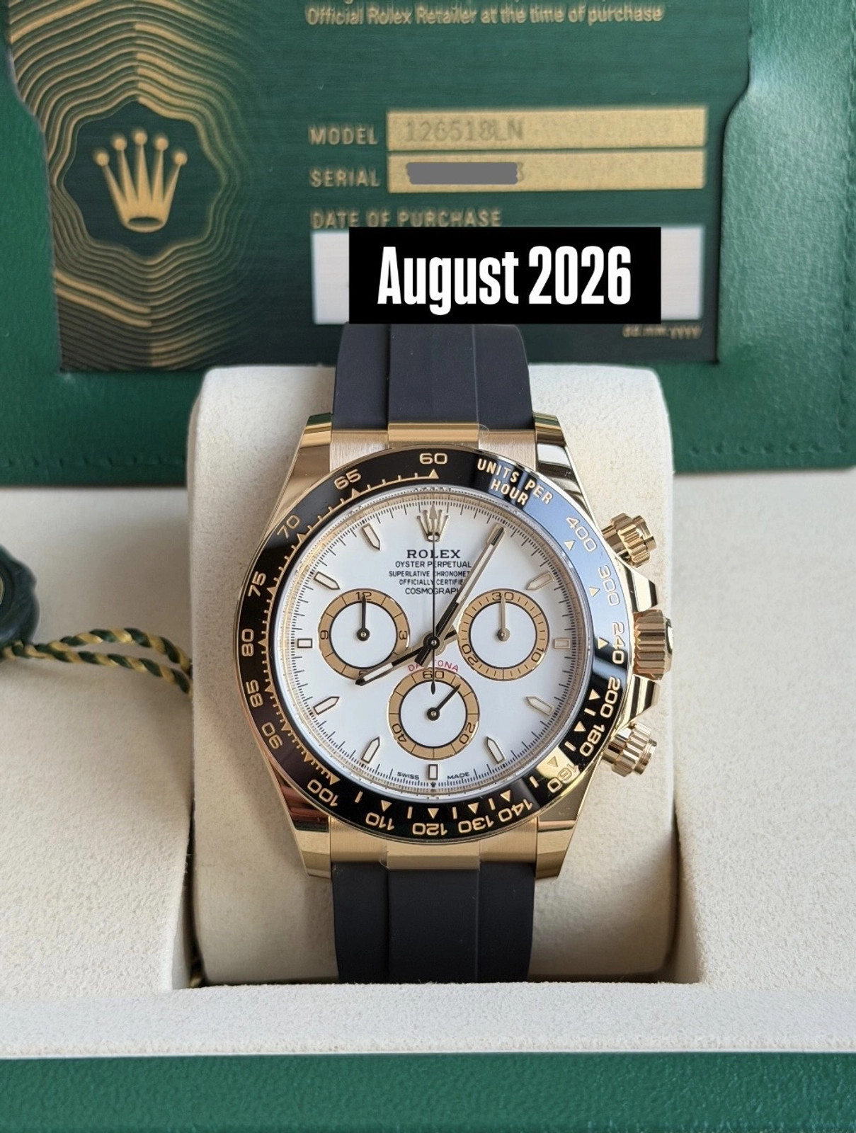 2026 Rolex Daytona White Index Dial on Oysterflex 126518LN Complete