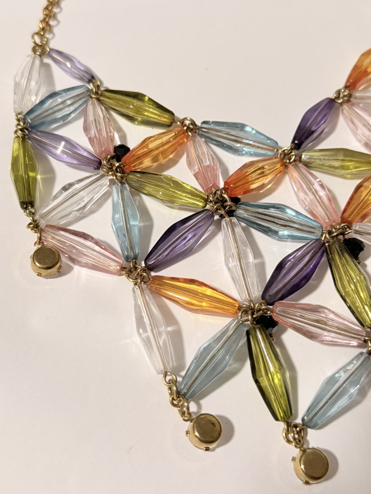 Joan Rivers Rare Geometric Lucite Rhinestone Bib Collar Statement Necklace