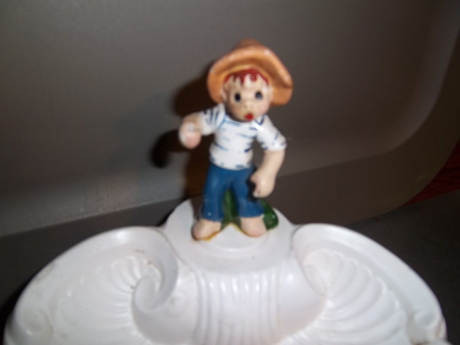 M.H. Daniels & Co. Boy Fishing In Clam Shell Jewelry Holder (No Fishing Pole)