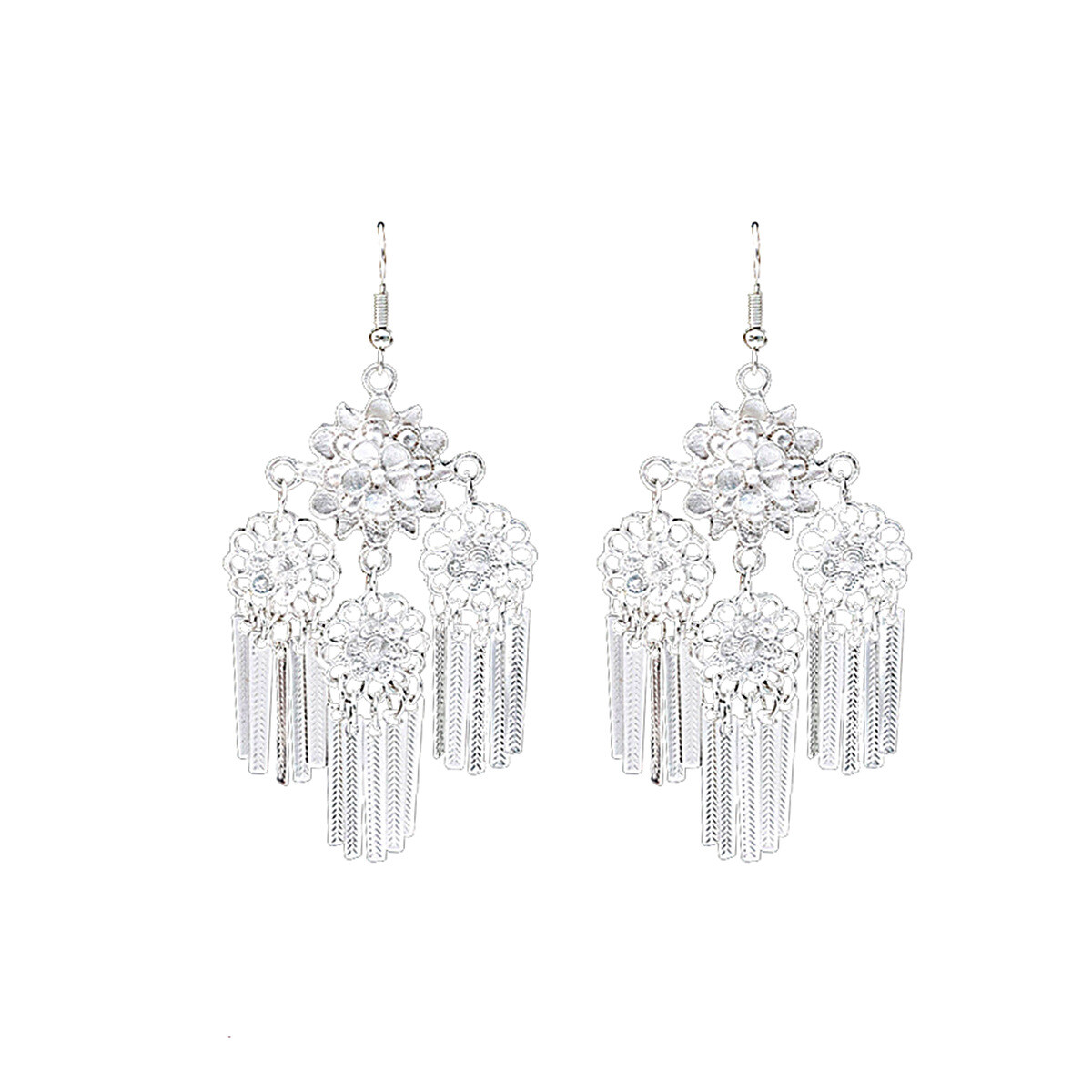 Ethnic Style Earrings Personalized Bohemian Style Floral Long Tassel Earrings
