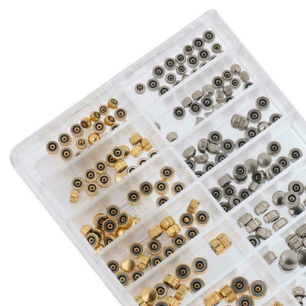 3.5-6.0mm 10 Sizes Silver Gold Watch Stem Crown With Waterproof Circle Rings
