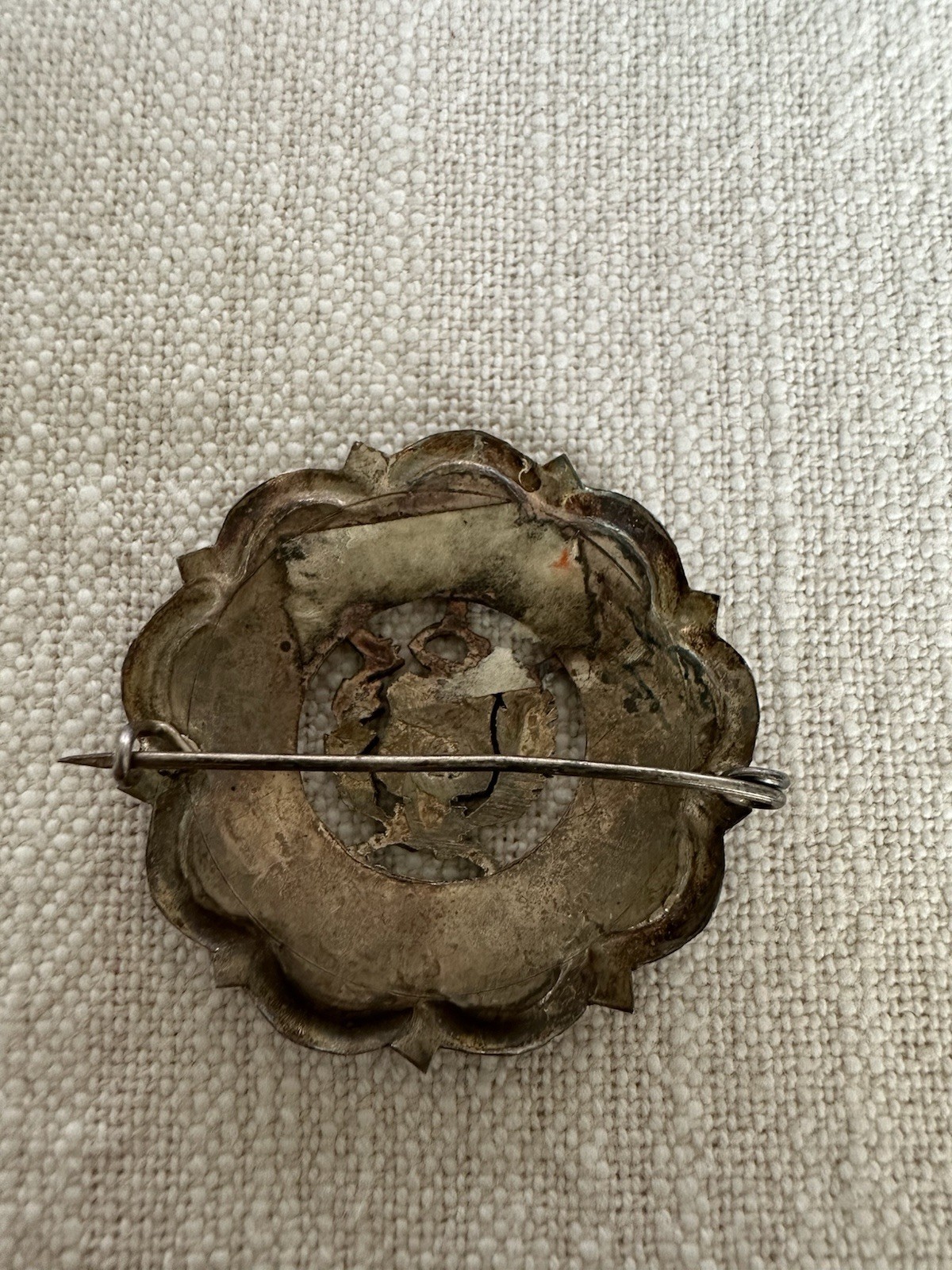 Vintage Peruvian Silver Brooch Coat Of Arms Of Peru