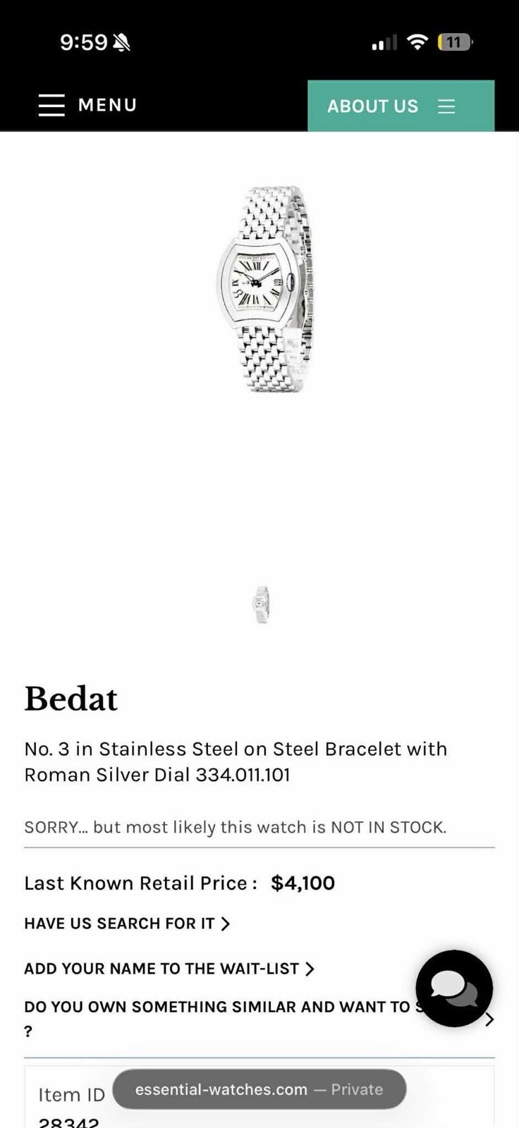 Bedat & Co Bedat No. 3 Tonneau Quartz Date Silver Dial 29.5mm Box Papers