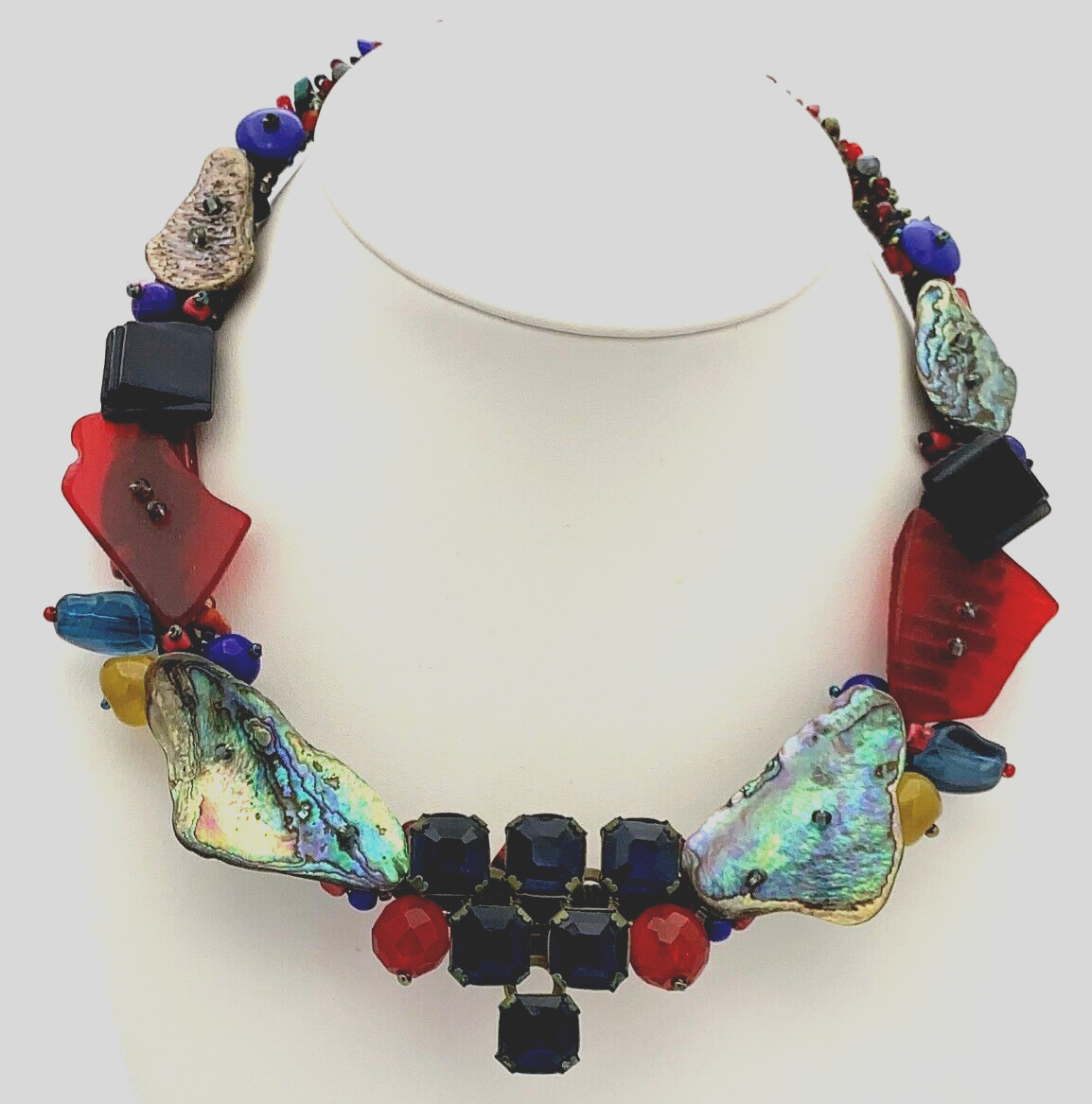 ARTISAN UNIQUE MIXED MEDIA 15 INCH COLLAR NECKLACE